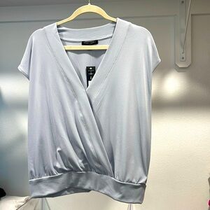 NWT Banana Republic sky blue wrap-style blouse